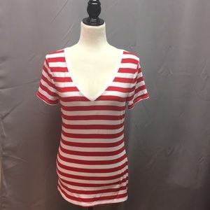 Merona Red & White Stripe Top